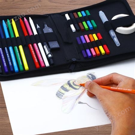 H&B26件10色无木彩铅套装水溶性彩铅套装专业美术绘画铺色工具